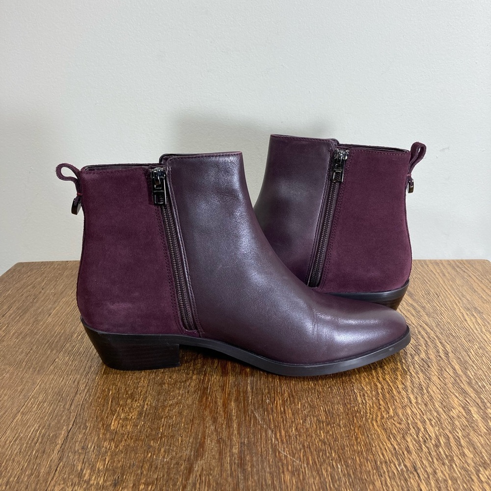 Coach Carmen Ankle Boot Warm Oxblood Suede/Leather Women’s Size 9B - Picture 8 of 11